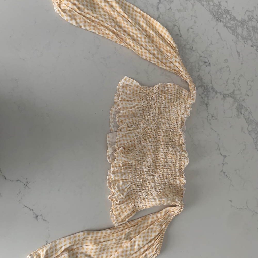 off the shoulder plaid crop top